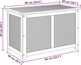 vidaXL Kerti Tároló Doboz 185 L Tömör Akácfa 90 x 50 x 56 cm Fekete