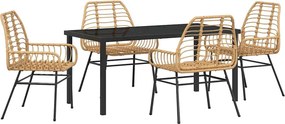 vidaXL Kert étkező szett 5 pcs Barna polirattan