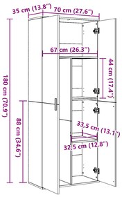 fekete szerelt fa magasszekrény 70 x 35 x 180