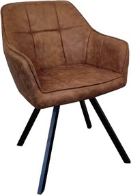 Forgó étkezőszék, sötétbarna szövet csiszolt bőr hatással, SAMANTA