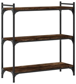 3 szintes füstös tölgy színű szerelt fa könyvespolc 80x30x86 cm