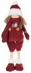 Kislány kantáros nadrágban karácsonyi dekoráció magasság 35 cm, piros