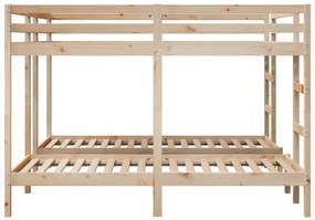 tömör fenyőfa tripla emeletes ágykeret 200x200/80x200 cm