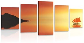 5 részes kép narancssárga vitorlás hajó