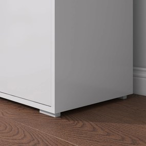 HOMCOM Tároló szekrény, büfé, 2 fiókkal és 2 ajtós szekrénnyel, állítható polcokkal, nappaliba, konyhába, hálószobába, 79 x 36 x 74 cm fényes fehér |