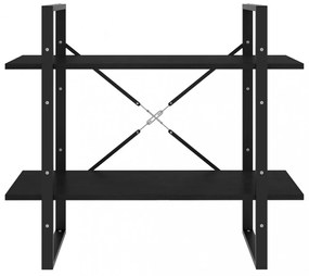 kétszintes fekete tömör fenyőfa könyvszekrény 80 x 30 x 70 cm