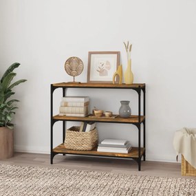 füstös tölgy szerelt fa és acél könyvszekrény 80 x 33 x 70,5 cm
