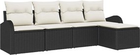 vidaXL Kerti Kanapé Szett 5 pcs Fekete polirattan