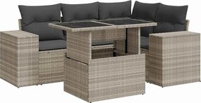 vidaXL 5 részes világosszürke polyrattan kerti ülőgarnitúra párnákkal