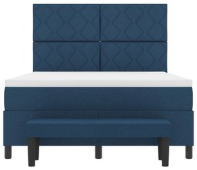 Box Spring ágy matraccal és paddal, kék, 140x200 cm szövet