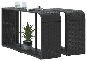 2 db fekete polyrattan tárolópolc