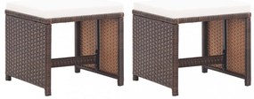 2 db barna polyrattan kerti ülőke párnával