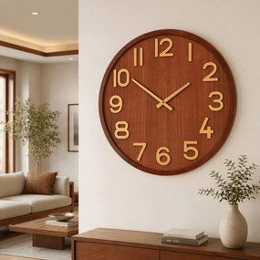 Falióra 60 cm átmérő fa és MDF furnérhatású