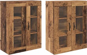vidaXL Fali Szekrények 2 pcs Öreg fa 69,5 x 34 x 90 cm Faanyag