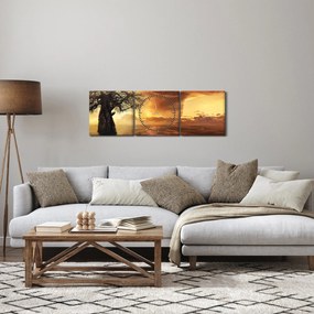 Narancssárga felhők képe (órával) (90x30 cm)