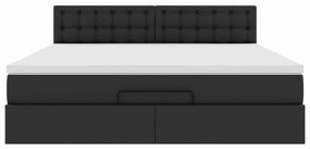 fekete műbőr ottomán ágy matracokkal &amp; LED-ek 160x200cm