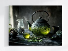 Poszter Zöld Tea Infúzió Ital Kerámia Üveg 100x75