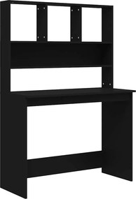 vidaXL fekete szerelt fa íróasztal polcokkal 102 x 45 x 148 cm
