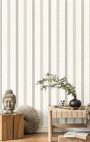 Parato Cristiana Masi Top Stripes Linen bézs-zöld csíkos vlies tapéta – 38427