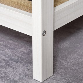 HOMCOM Multimedia Számítógép Asztal mérete: 110L x 48W x 76H cm, 2 oldalsó polccal, E1 MDF, Világos Tölgy és Fehér | Aosom