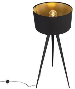 Állólámpa fekete fekete árnyékolóval és arany belsővel - Ilse