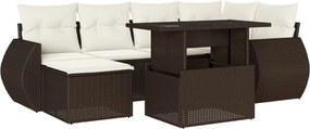 vidaXL 7 részes barna polyrattan kerti ülőgarnitúra párnákkal