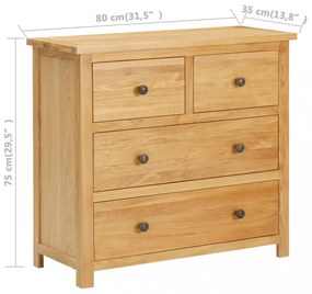 tömör tölgyfa komód 80 x 35 x 75 cm