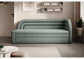 Zöld zsenília kinyitható-tárolóhelyes kanapé jobb oldali 223 cm Fabillo – ELTAP