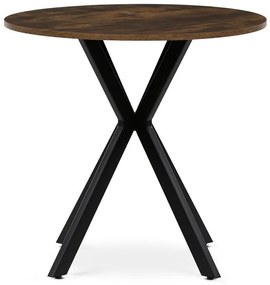 Kerek étkezőasztal Old wood dekorációval. Méret: 80x75 cm. Mdf asztallap, fém váz