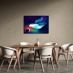 Üveg kép - Egy bálna az űrben (70x50 cm)
