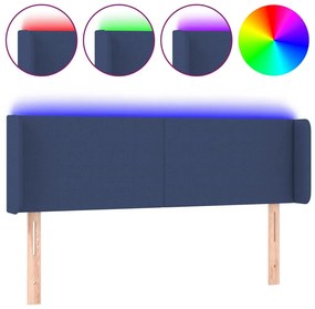 kék szövet LED-es fejtámla 147 x 16 x 78/88 cm