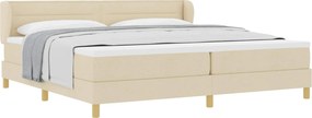 vidaXL Boxrugós ágy matracmal fejtámlával Krém 200 x 200 cm szövet