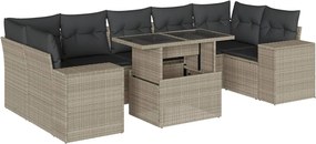 vidaXL 8 részes világosszürke polyrattan kerti ülőgarnitúra párnával