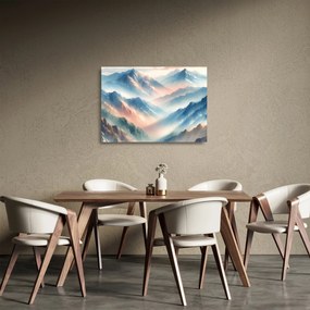 Üveg kép - Akvarell hegyek (70x50 cm)