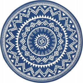 Kerek szőnyeg 140cm, modern minta,mandala kék krémszínű, puha haj