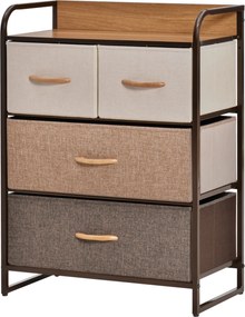 HOMCOM 4 Fiókos Vászon Komód Fa Tetejű és Fém Vázú Nappaliba 58x29x78,5 cm Több színben | Aosom