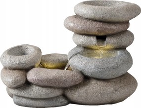 LED-es kerti szökőkút polyresin szürke 57,5cm háttérvilágítással és szivattyúval