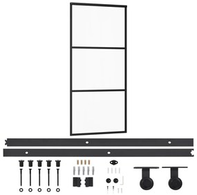 ESG üveg és alumínium tolóajtó fémszerelvény-szettel 90x205 cm