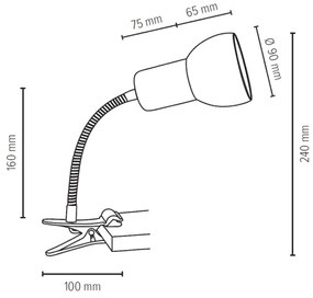Spot-Light 2224174WF - SVENDA klip lámpa 1xE27/60W/230V