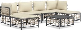 vidaXL 7 részes antracitszürke polyrattan kerti ülőgarnitúra párnákkal