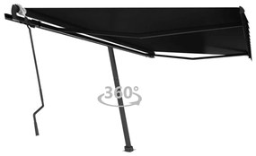 antracitszürke kézzel kihúzható póznás napellenző 400 x 300 cm
