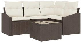 vidaXL Kanapé Szett párnával 5 pcs Barna polirattan