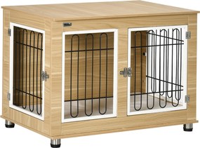 PawHut Kutyafekhely Bútor 2 Ajtóval Párnával, 2 Zárral, Fém Kutya Doboz Otthonra, Benti Kutyaház Nagy Kutyáknak 25 kg-ig, Oldalterítés, Kutya Kennel 9