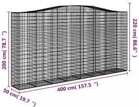 íves horganyzott vas gabion kosár 400x50x200/220 cm