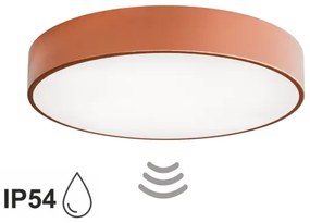 Fürdőszobai mennyezeti lámpa CLEO érzékelővel 4xE27/24W/230V Ø 50 cm IP54 rézszínű