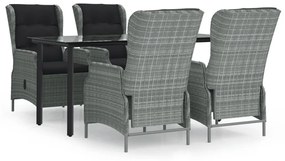 vidaXL 5 részes világosszürke kerti étkezőgarnitúra