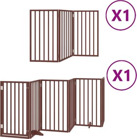 vidaXL barna nyárfa 9 paneles összecsukható kutyakapu ajtóval 450 cm