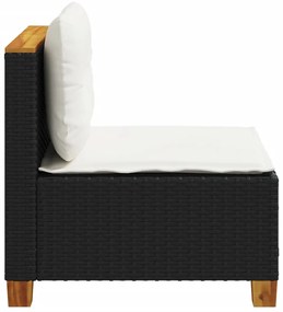 Fekete polyrattan karfa nélküli kerti kanapé párnával
