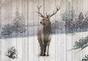 Flizelin fotótapéta Téli szarvas az erdőben skandináv stílus 368x280 +ragasztó