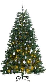 vidaXL csuklópántos műkarácsonyfa 300 LED-del és gömbökkel 240 cm